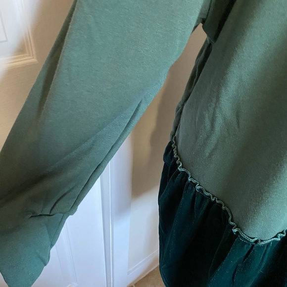 Green Velvet Teal Tier Zip Up Hooded Sweatshirt Style Top- Sz-2XL - Picture 6 of 16